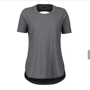 MARMOT Ellie Gray Striped Cut-Out Athletic Leisure Shirt Tee Top S